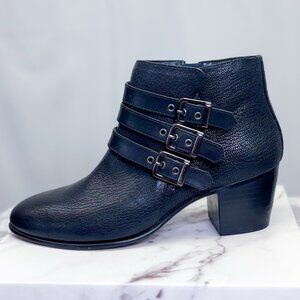 Clarks Maypearl Rayna Shoes Black Strappy Leather Heeled Ankle Boot